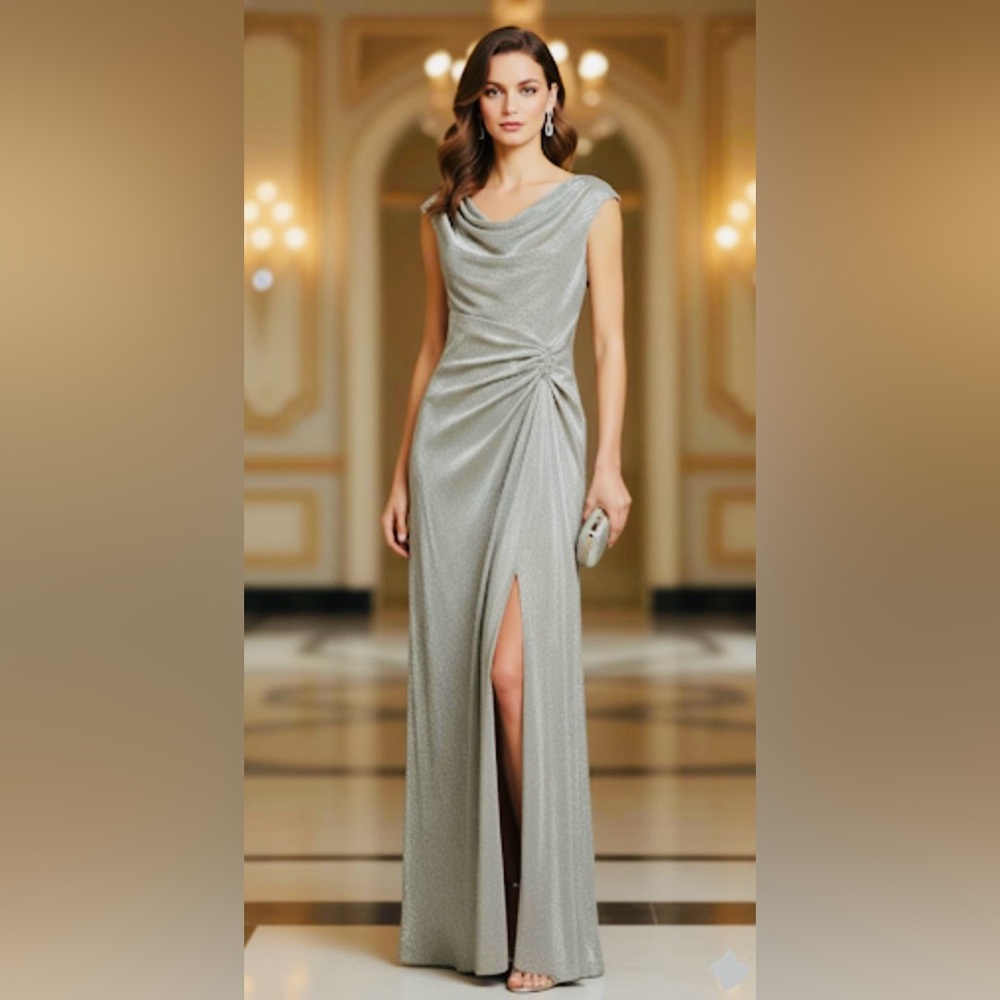 Lauren Ralph Lauren Gold/Silver Shimmer Texture Formal Evening Dress (NWT)